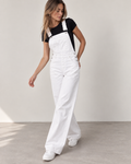 Cloud White Wide Leg Denim Overalls