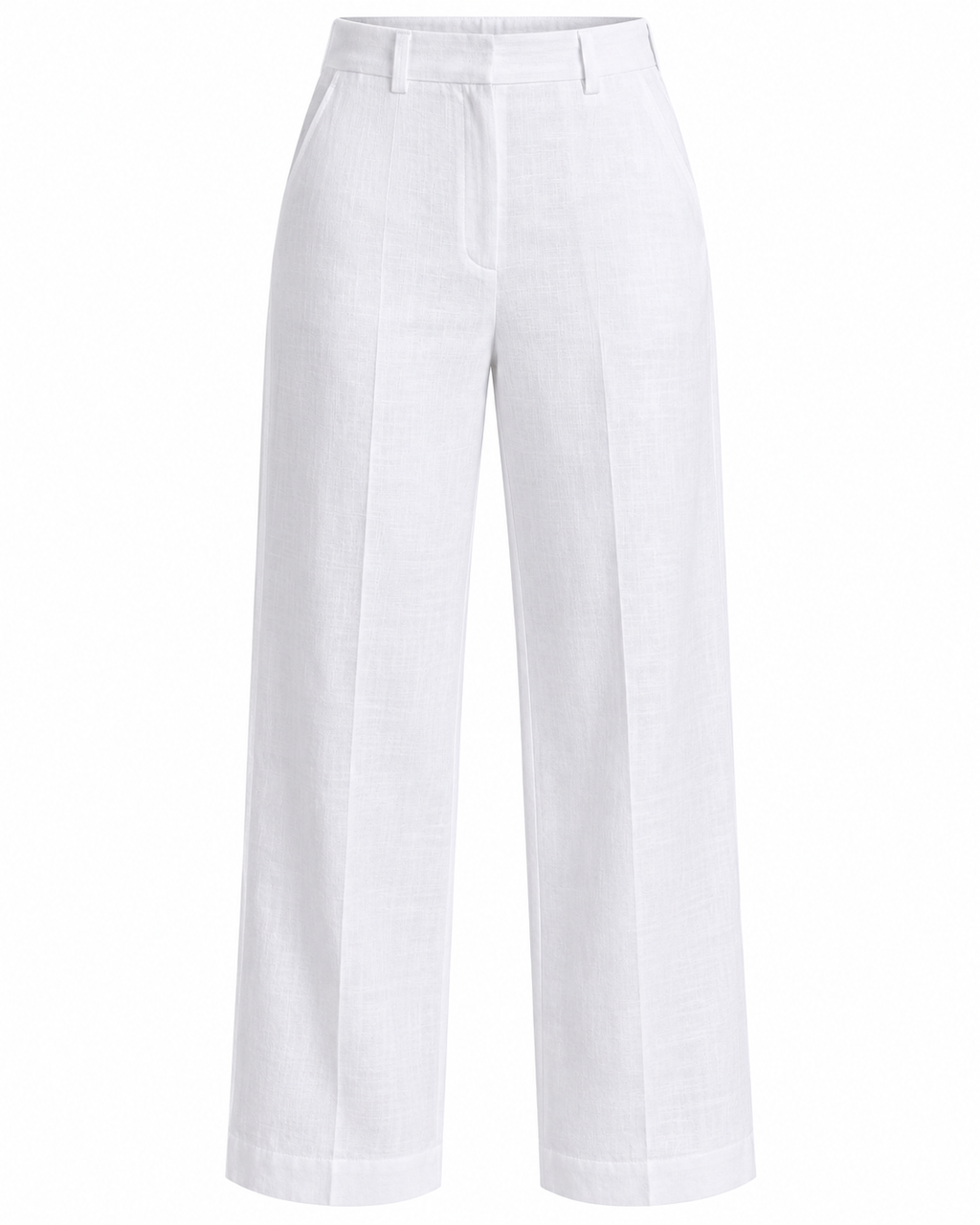 White Linen Wide Leg Pants