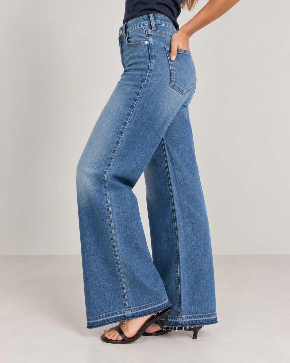 Medium Wash High Waisted Wide Leg Jeans