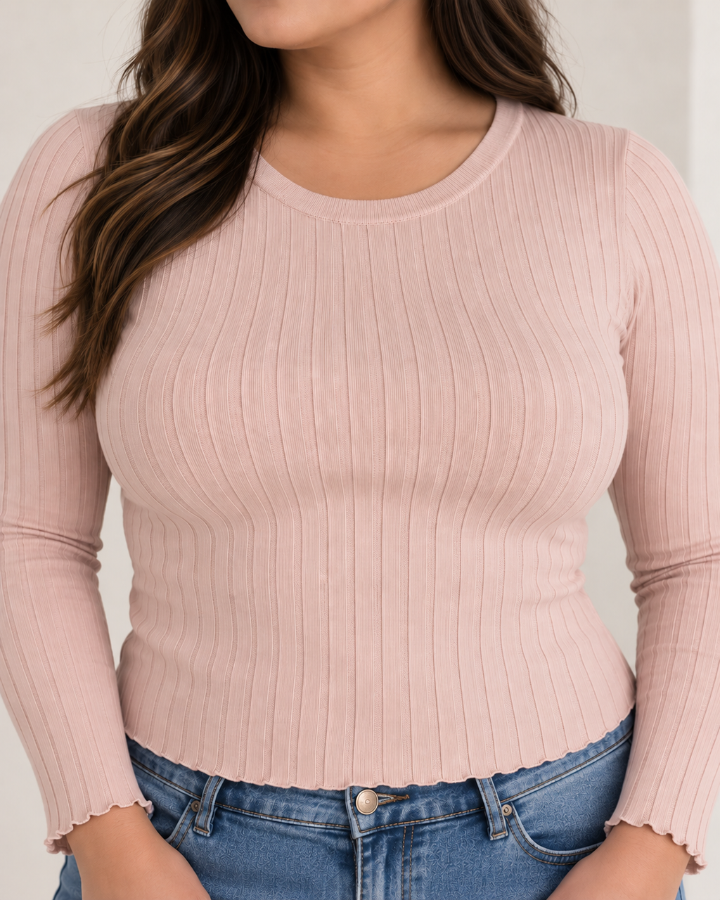 Blush - Ribbed Knit Long Sleeve