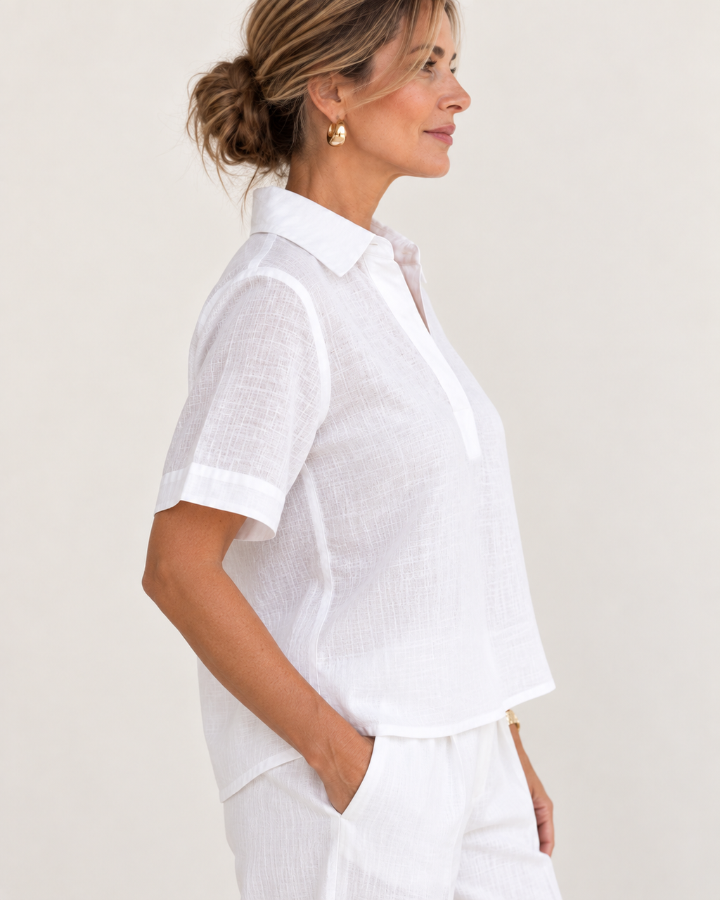 Cloud White - Linen Popover Shirt