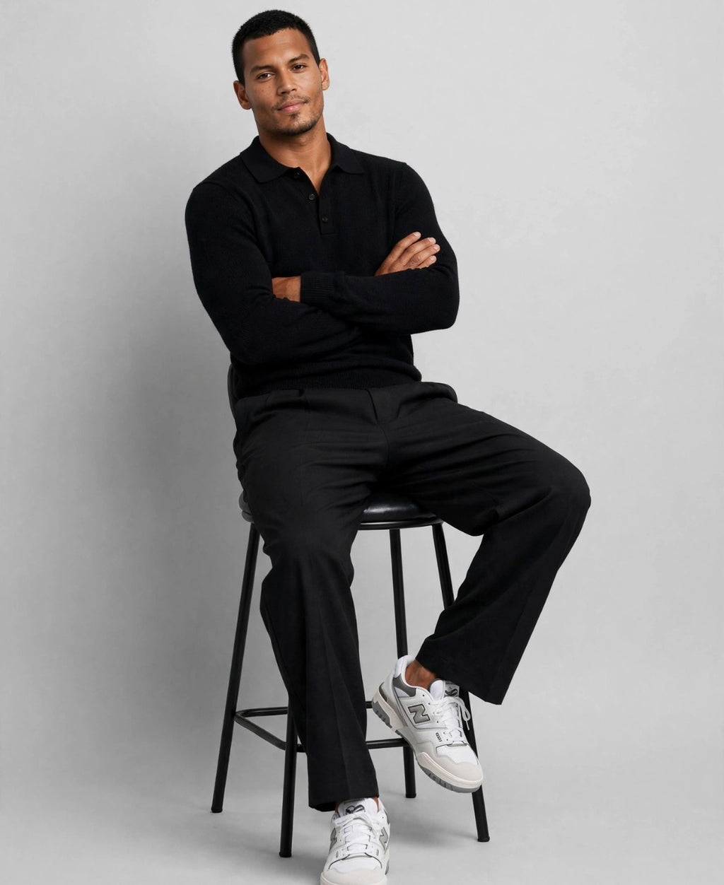 Midnight - Long Sleeve Knit Polo