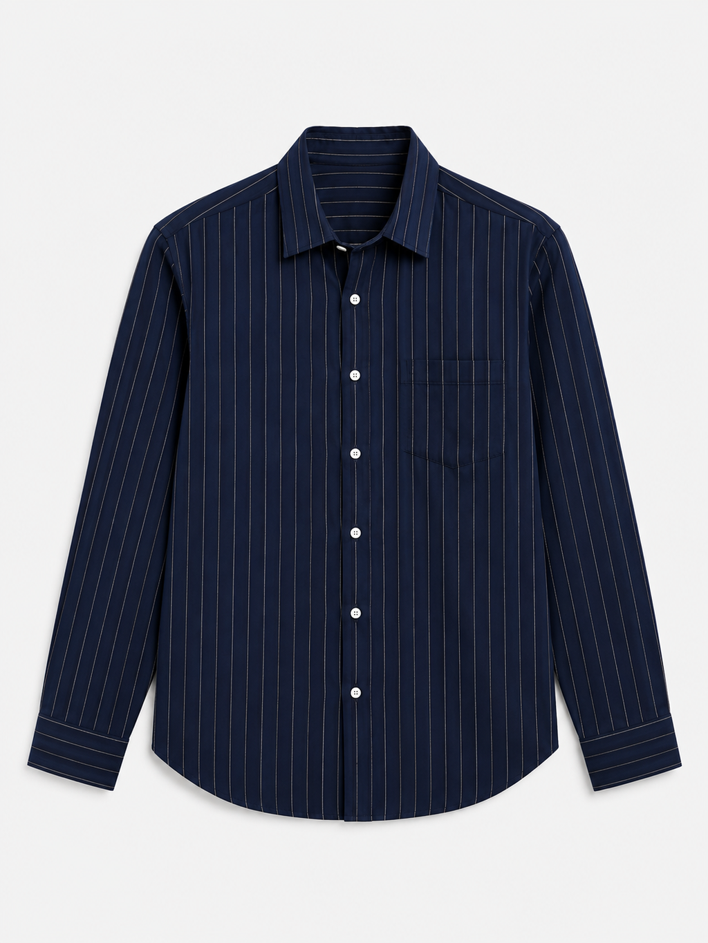 Navy -  Double Pocket Linen Shirt