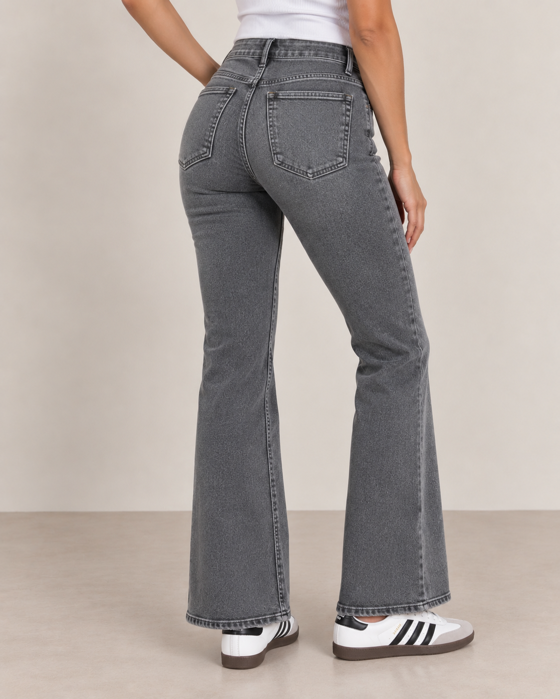 Vintage Grey High Waisted Flare Jeans
