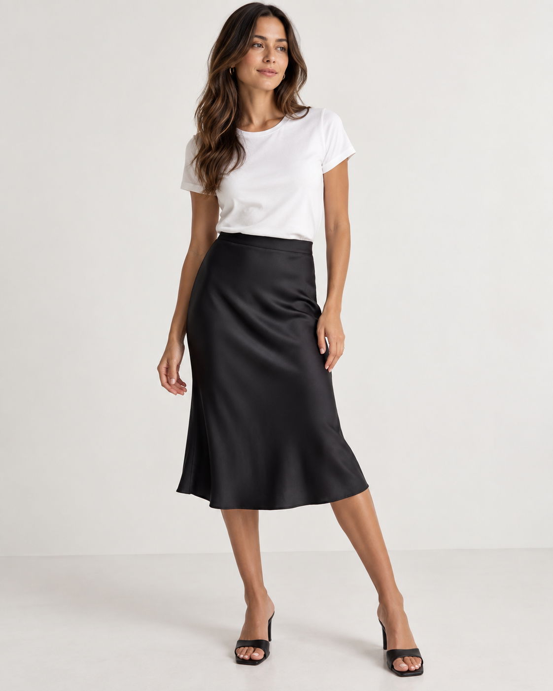 Midnight - Satin Slip Midi Skirt