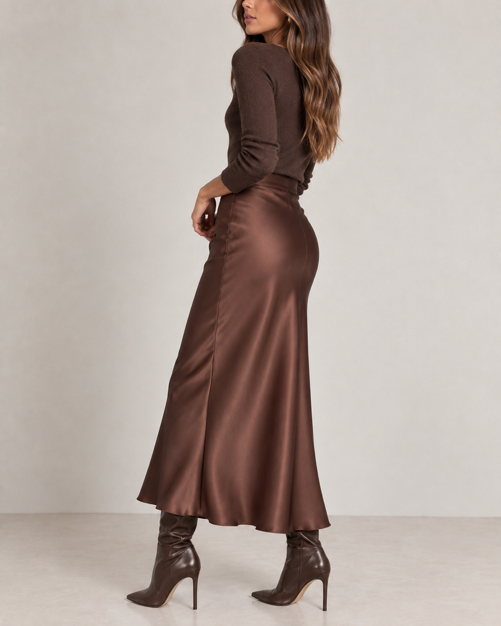 Espresso - Satin Slip Midi Skirt