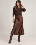 Espresso - Satin Slip Midi Skirt