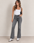 Vintage Grey High Waisted Flare Jeans