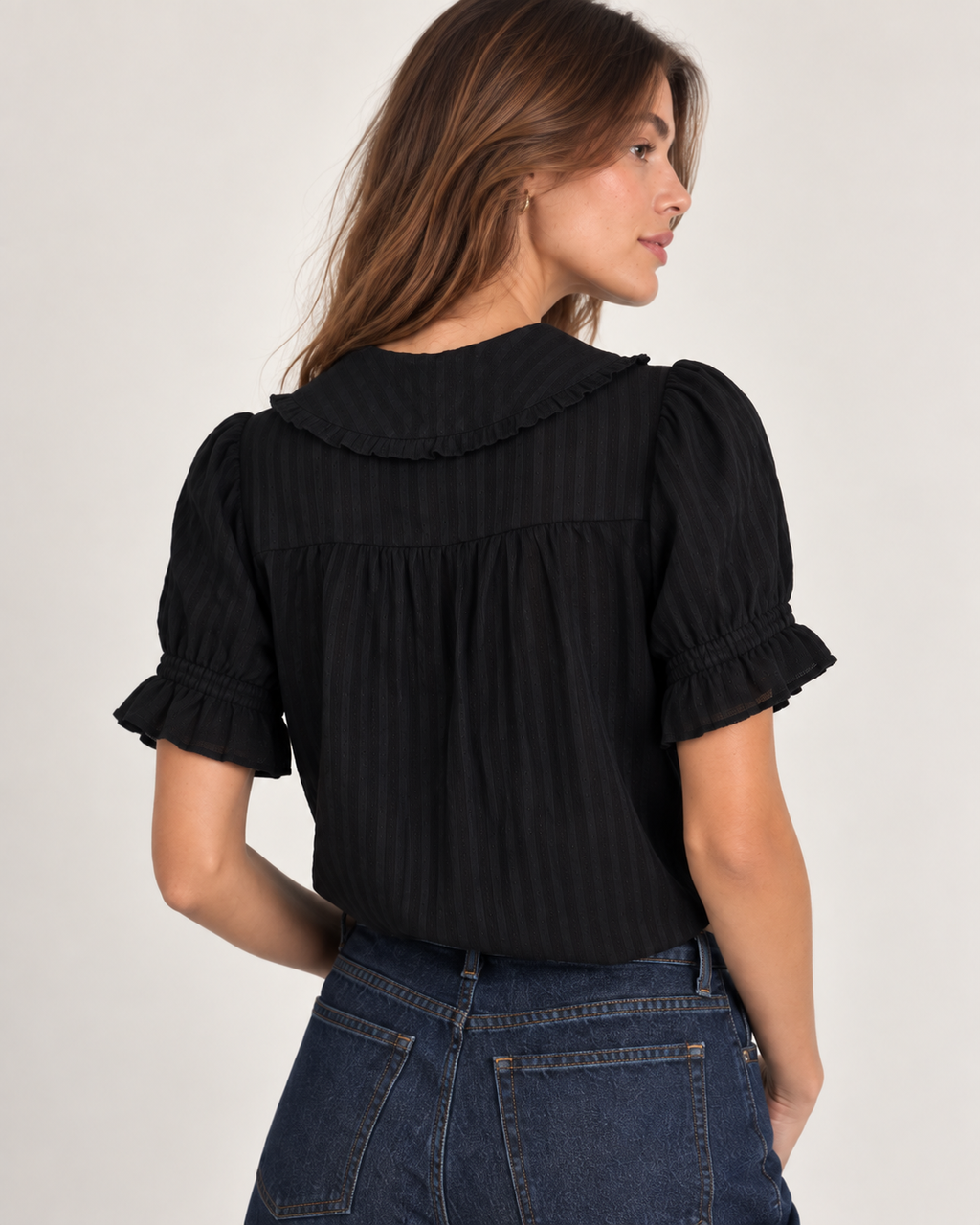 Midnight - Coquette Ruffle Collar Blouse