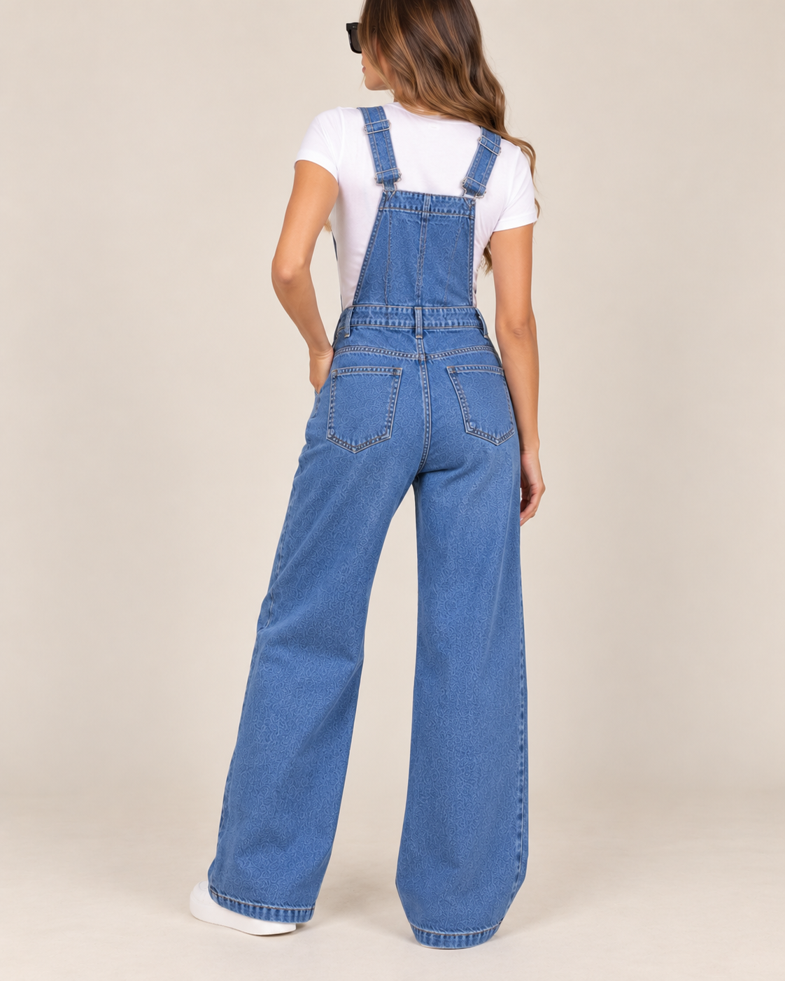 Medium Wash Wide Leg Denim Overalls