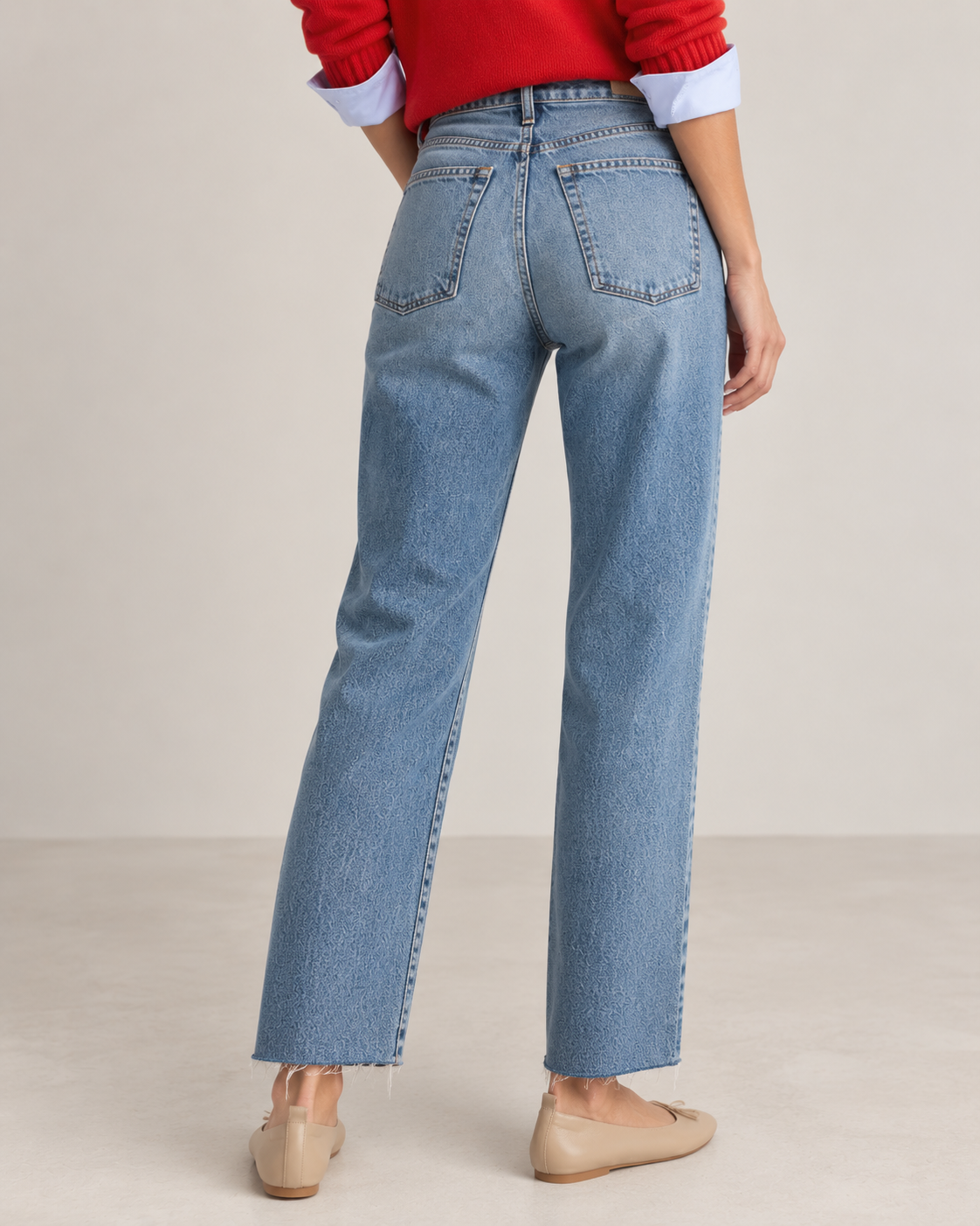 Light Wash Straight Leg Distressed Jeans