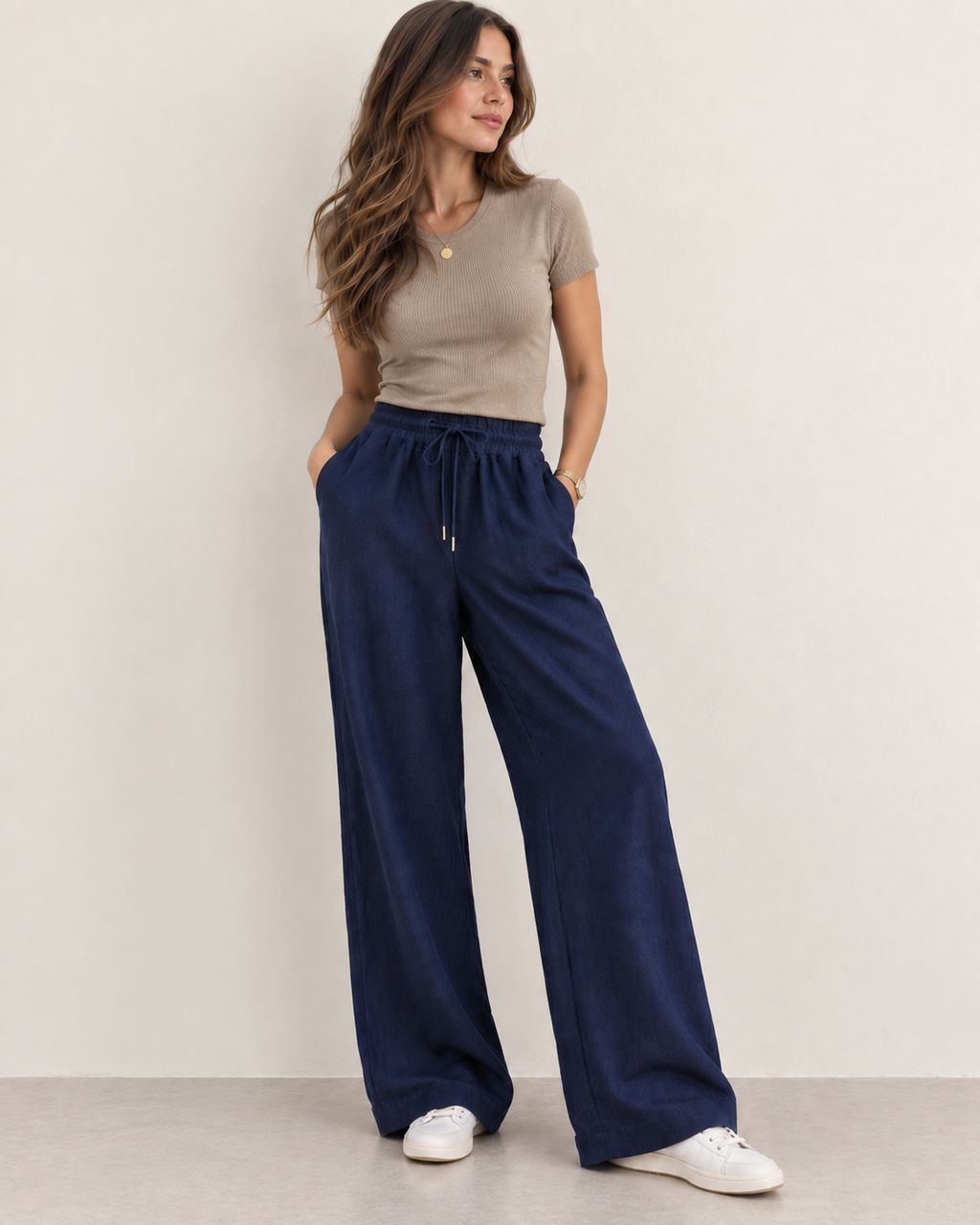 Navy - Linen Drawstring Pant