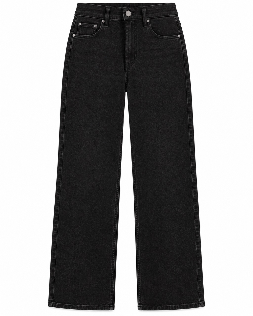 Jet Black High Waisted Straight Leg Jeans
