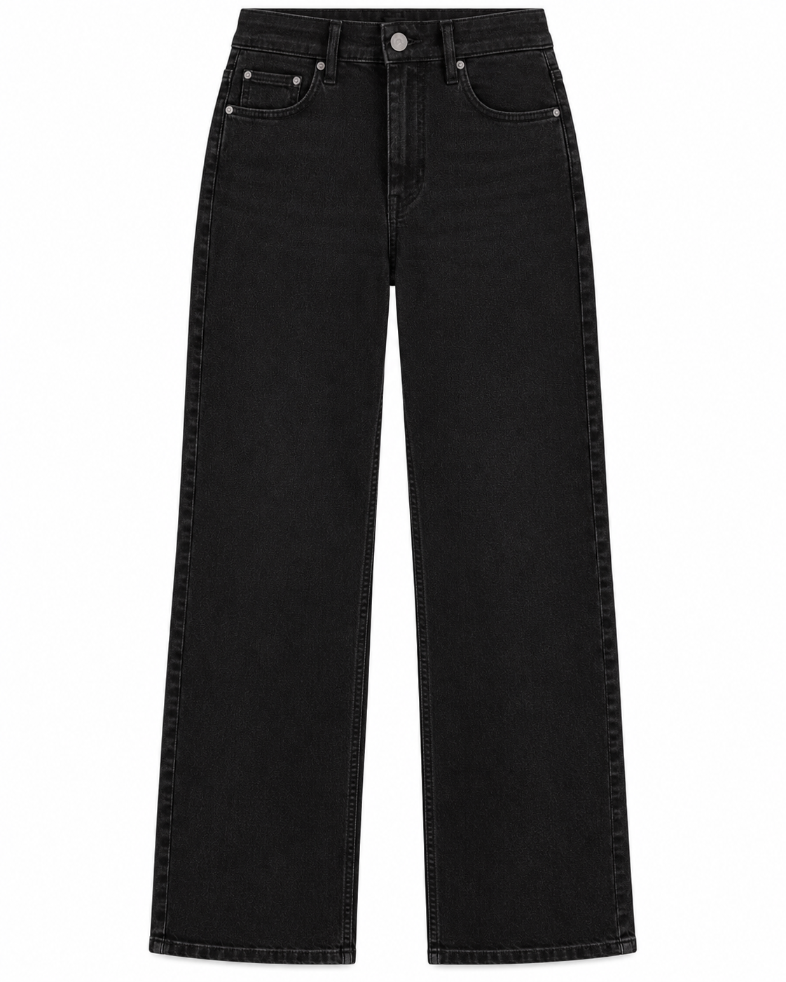 Jet Black High Waisted Straight Leg Jeans