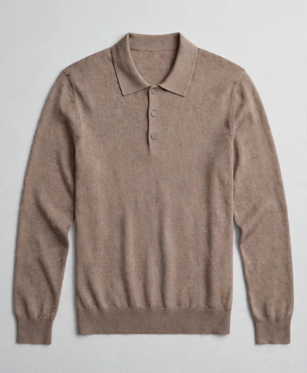 Croft  Long Sleeve Knit Polo -  Brown