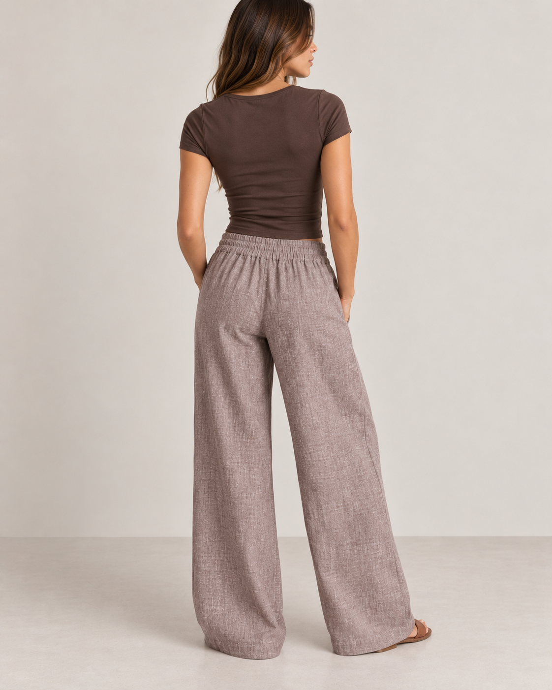 Mocha - Linen Drawstring Pant