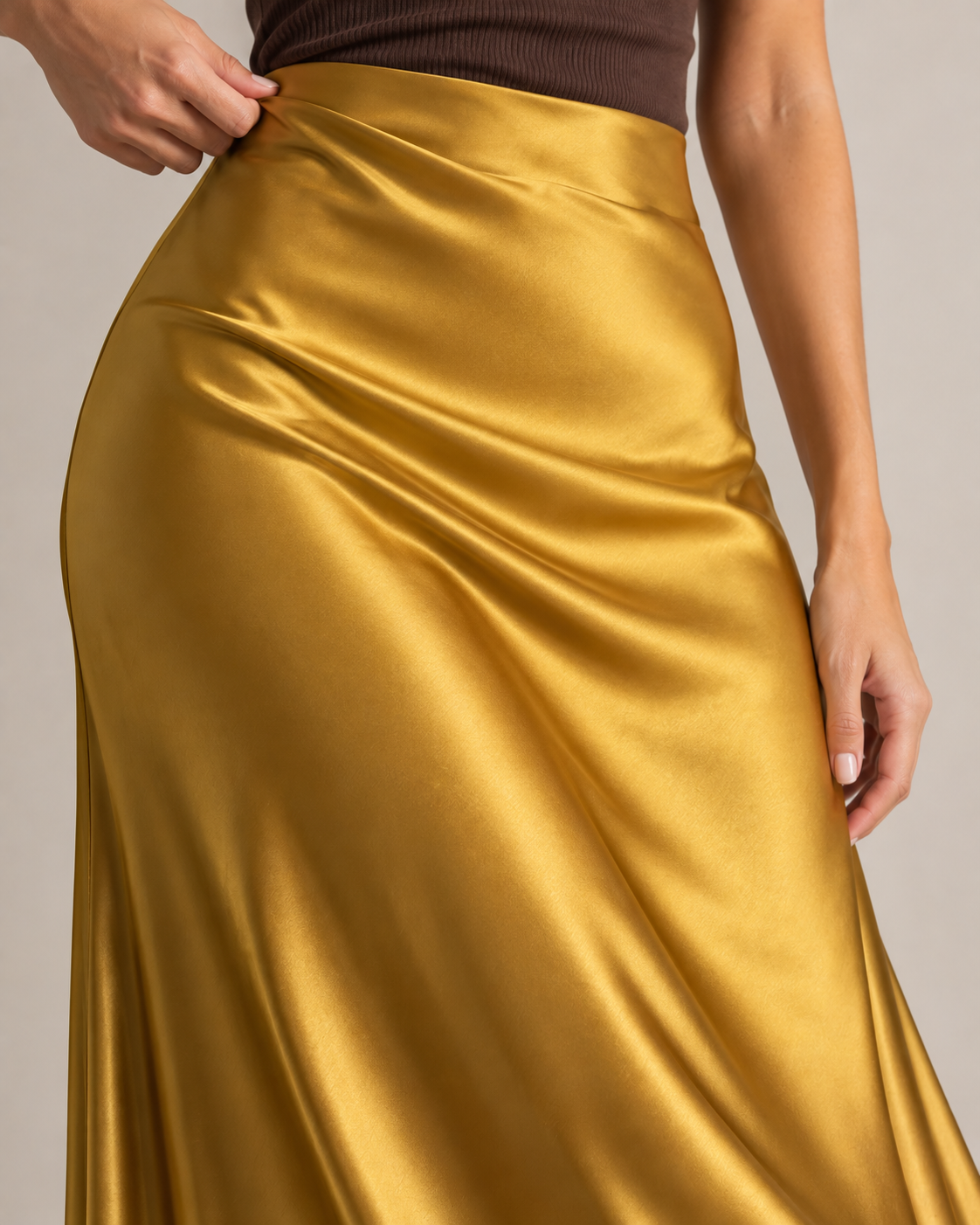 Mustard - Satin Slip Maxi Skirt