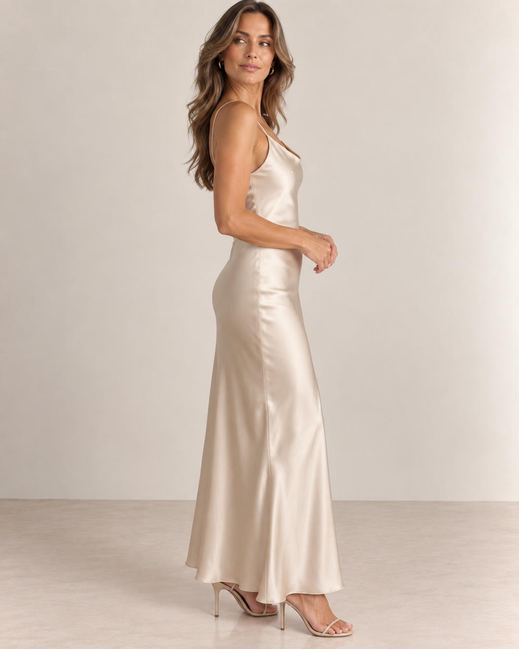 Luna Satin Slip Dress - Ecru