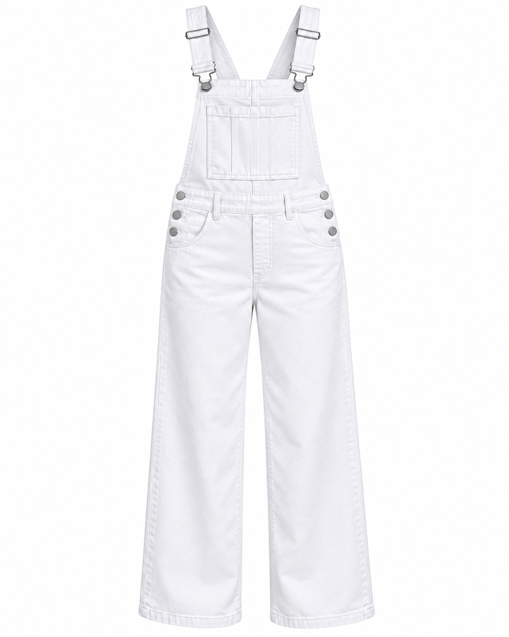 Cloud White Wide Leg Denim Overalls