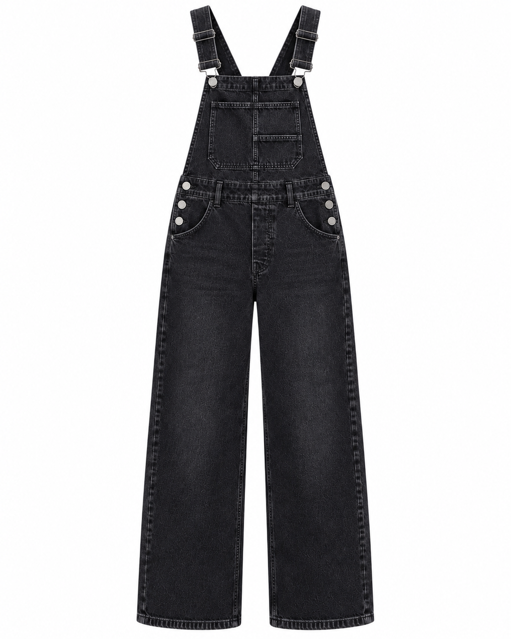 Washed Black Wide Leg Denim Overalls
