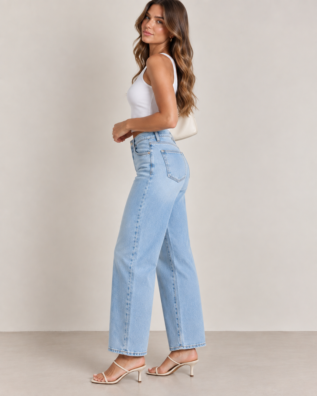 Light Wash High Waisted Wide Leg Jeans