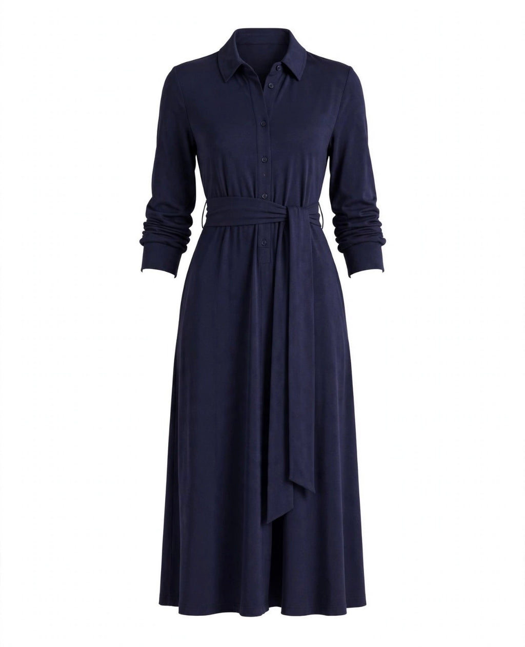 Harper Tie-Waist Shirt Dress - Navy