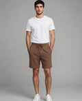 Monaco Textured Drawstring Shorts in Brown