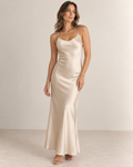 Luna Satin Slip Dress - Ecru