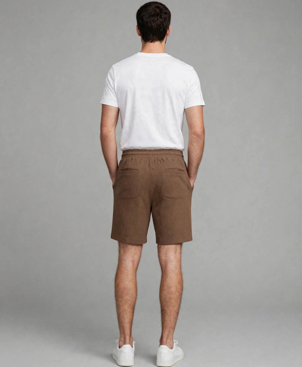 Monaco Textured Drawstring Shorts in Brown