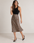 Leopard -  Satin Slip Midi Skirt