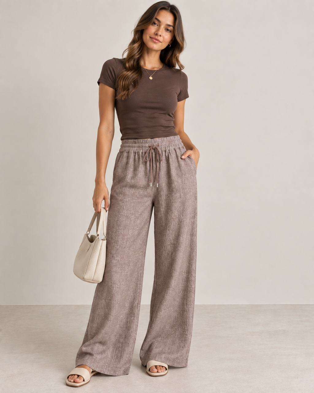 Mocha - Linen Drawstring Pant