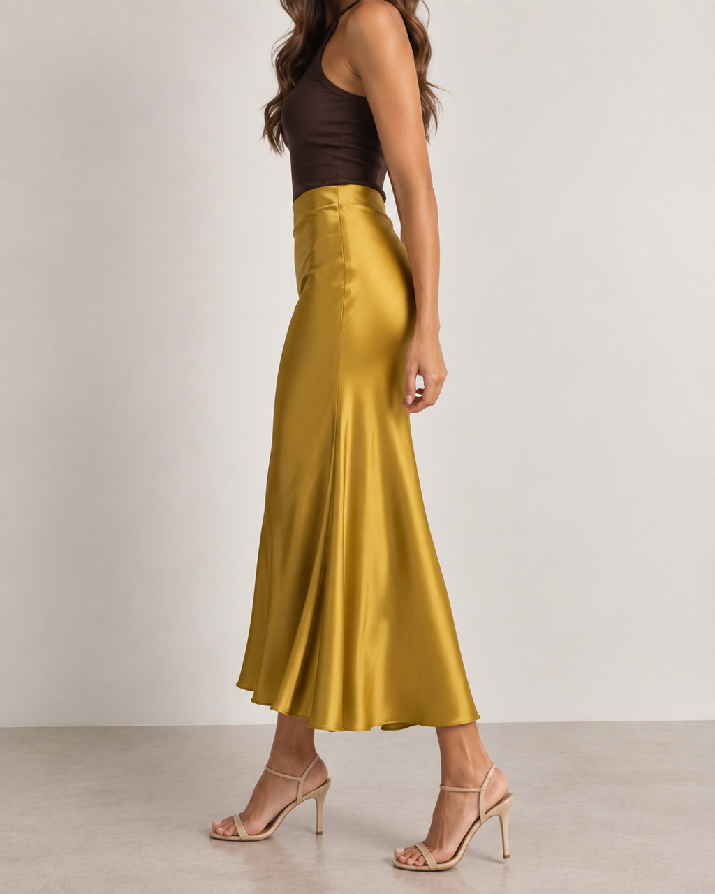 Mustard - Satin Slip Maxi Skirt