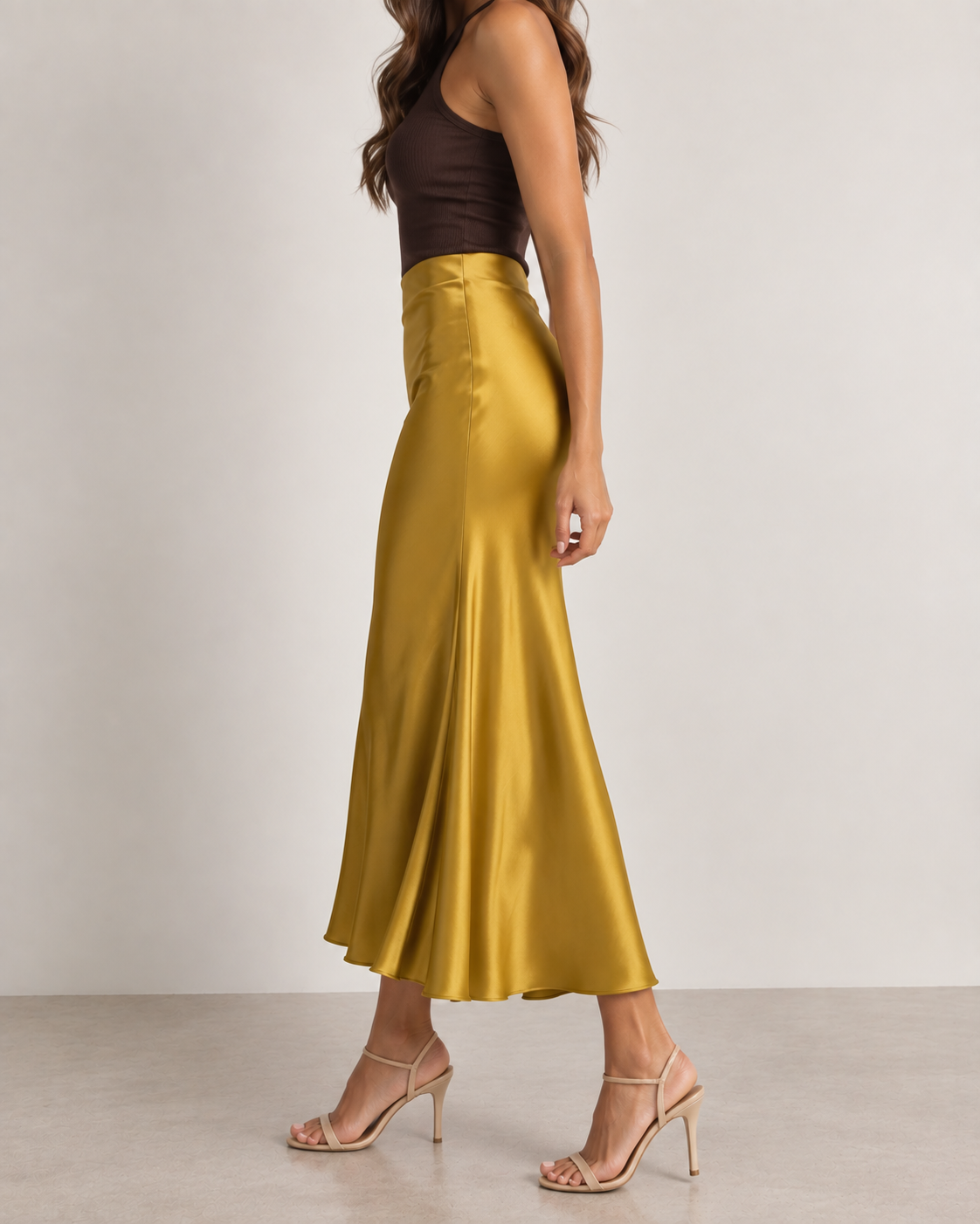 Mustard - Satin Slip Maxi Skirt