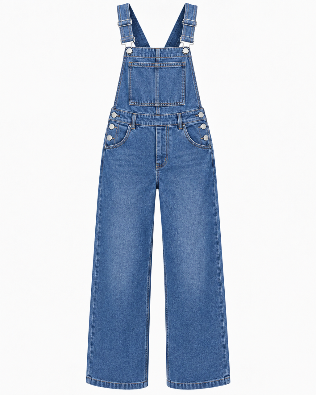 Medium Wash Wide Leg Denim Overalls