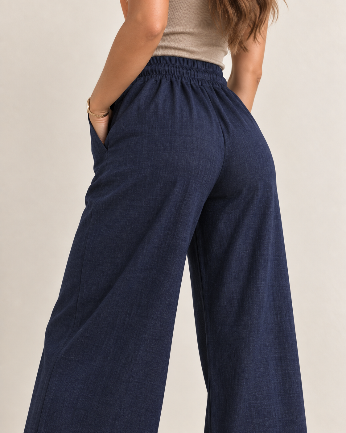 Navy - Linen Drawstring Pant