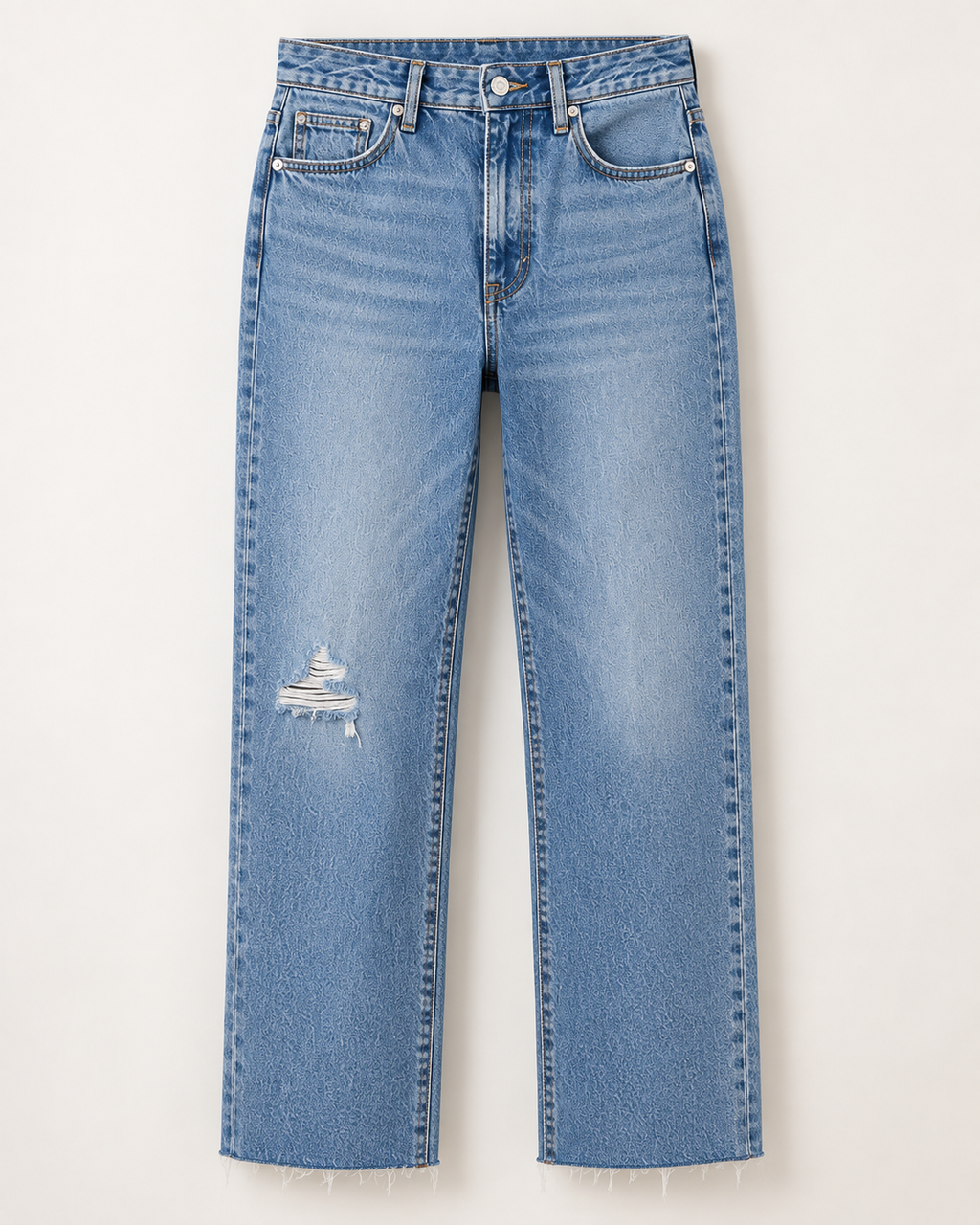 Light Wash Straight Leg Distressed Jeans