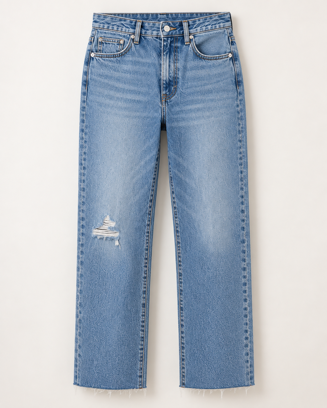 Light Wash Straight Leg Distressed Jeans