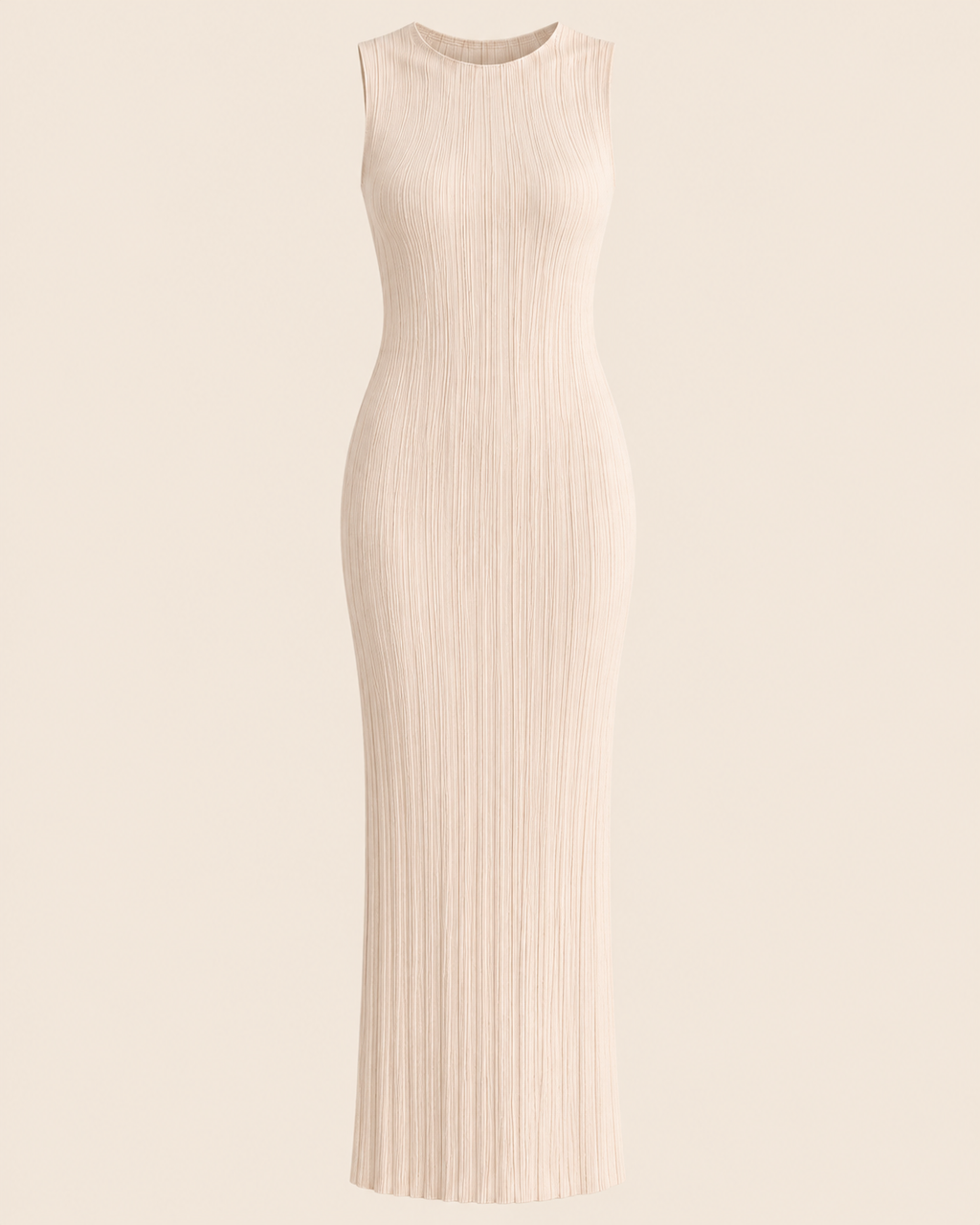 Aurelia Cotton Cashmere Ribbed Midi Dress - Ecru