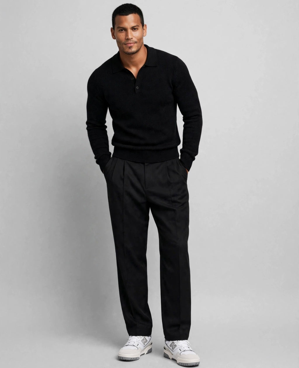Midnight - Long Sleeve Knit Polo
