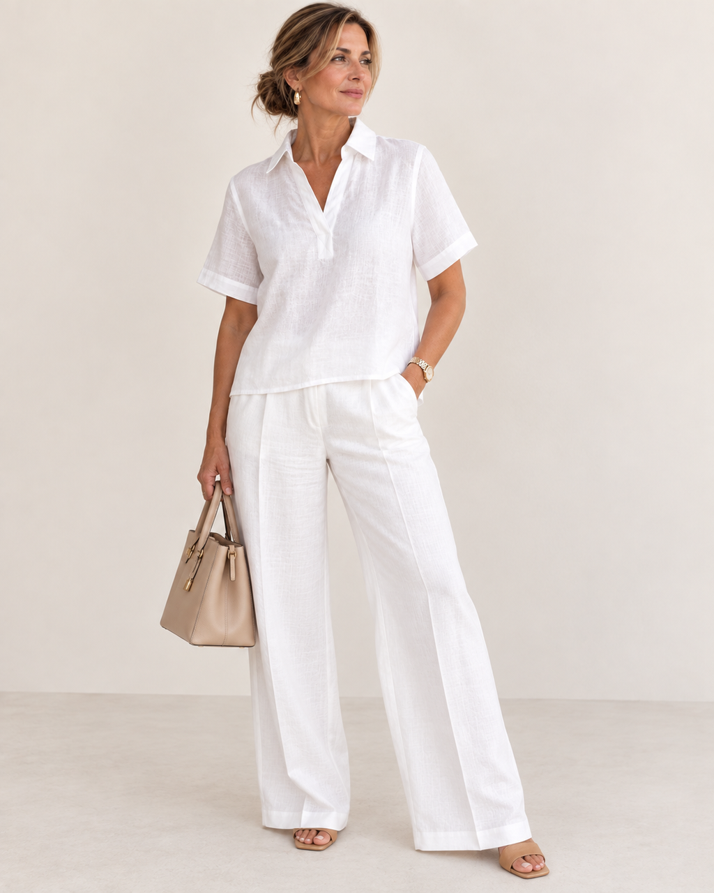 Cloud White - Linen Popover Shirt