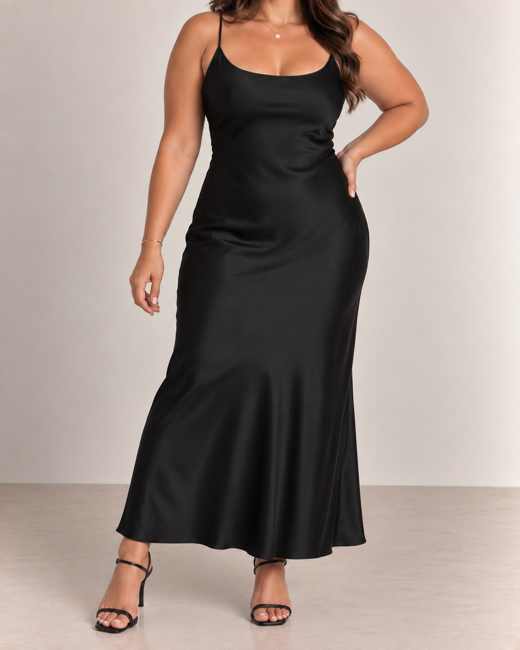 Luna Satin Slip Dress - Mildnight