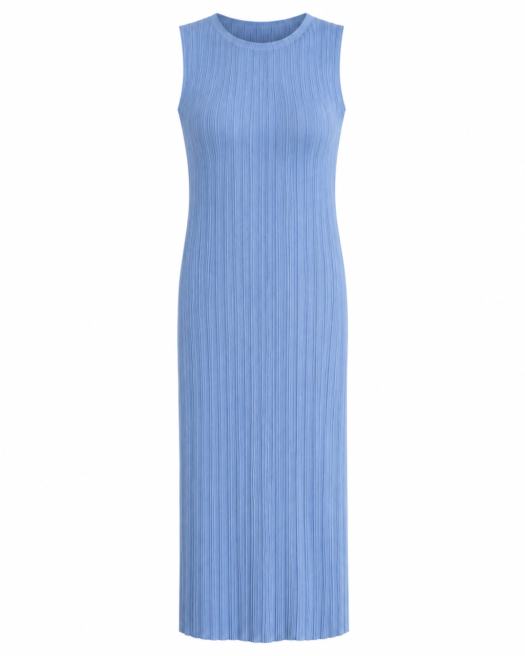 Aurelia Cotton Cashmere Ribbed Midi Dress - Powder Blue