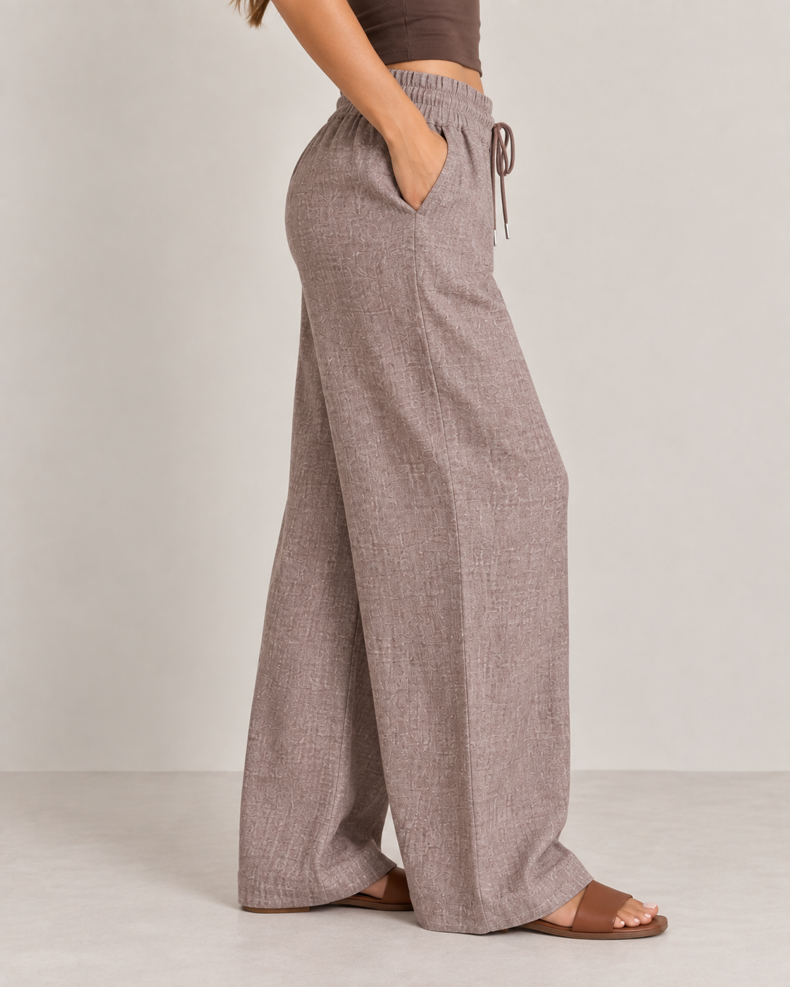 Mocha - Linen Drawstring Pant