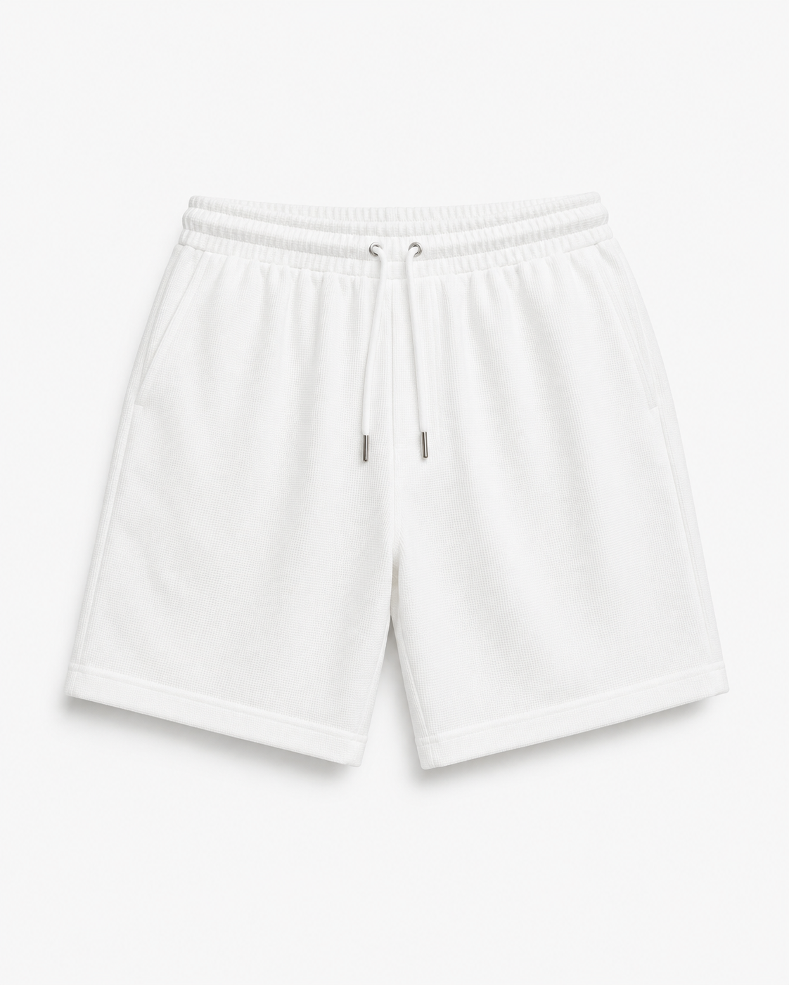 Monaco Textured Drawstring Shorts in Soft White