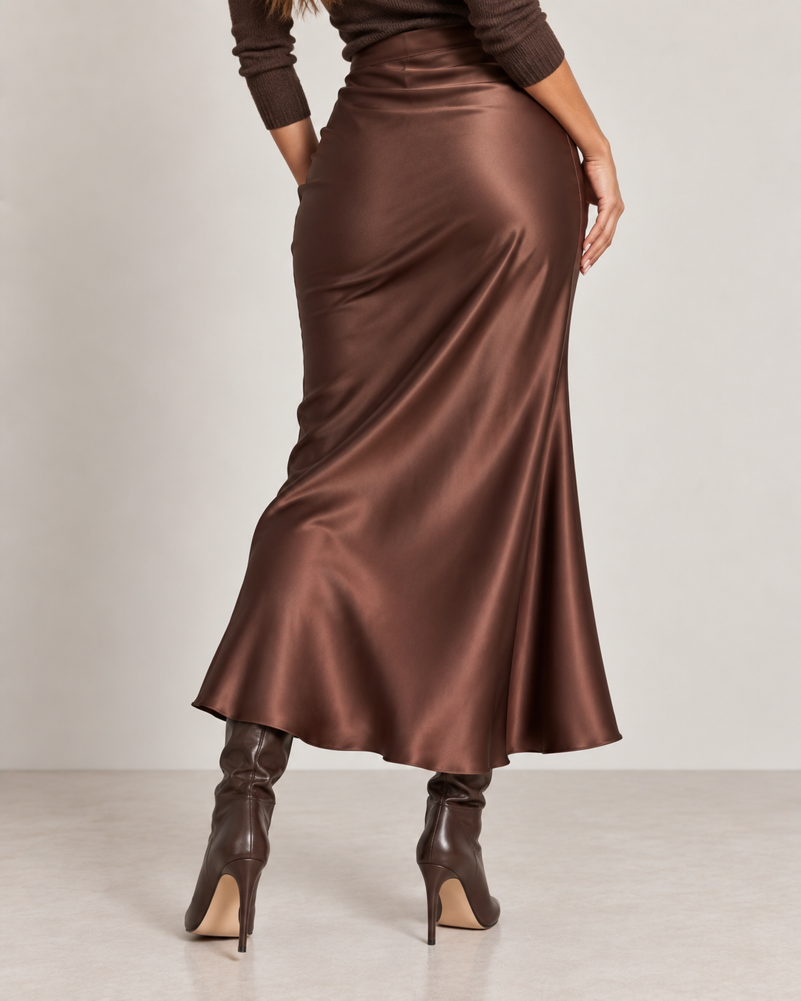 Espresso - Satin Slip Midi Skirt