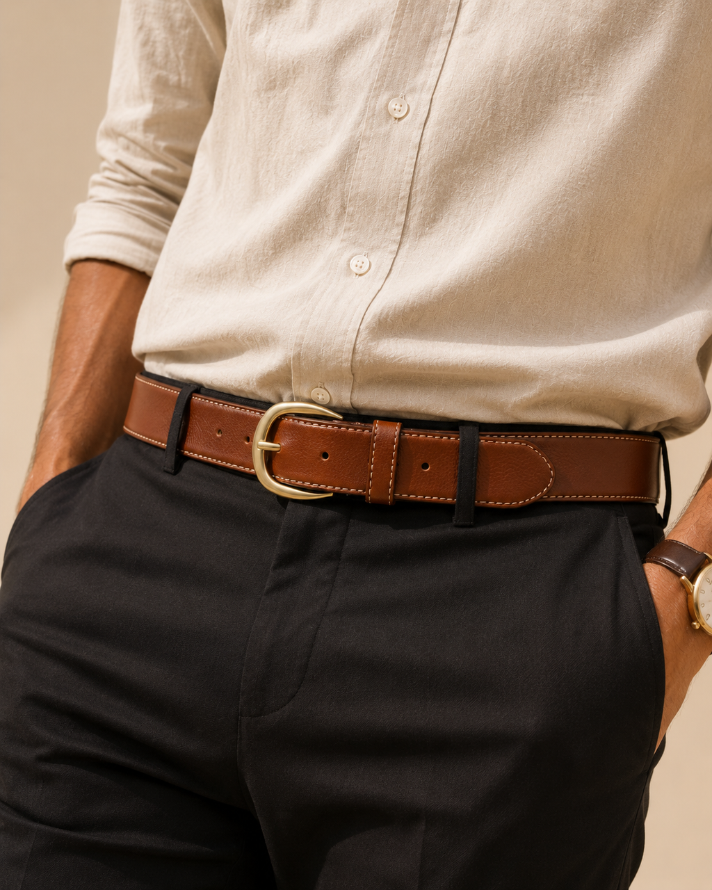 The Pierce Belt in Caramel