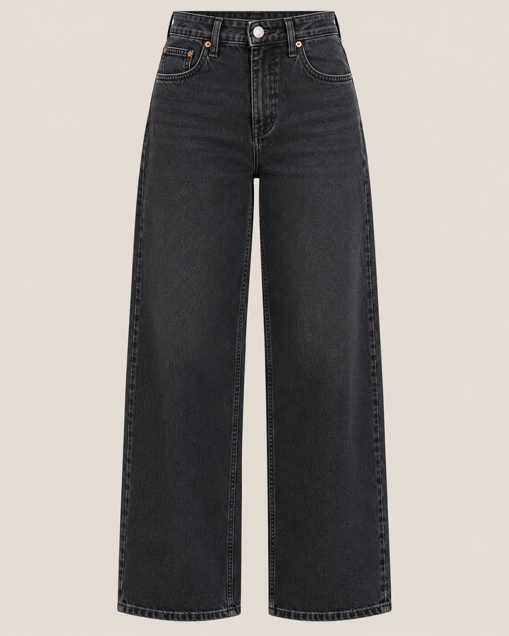 Washed Black  High Waisted Wide Leg Jeans