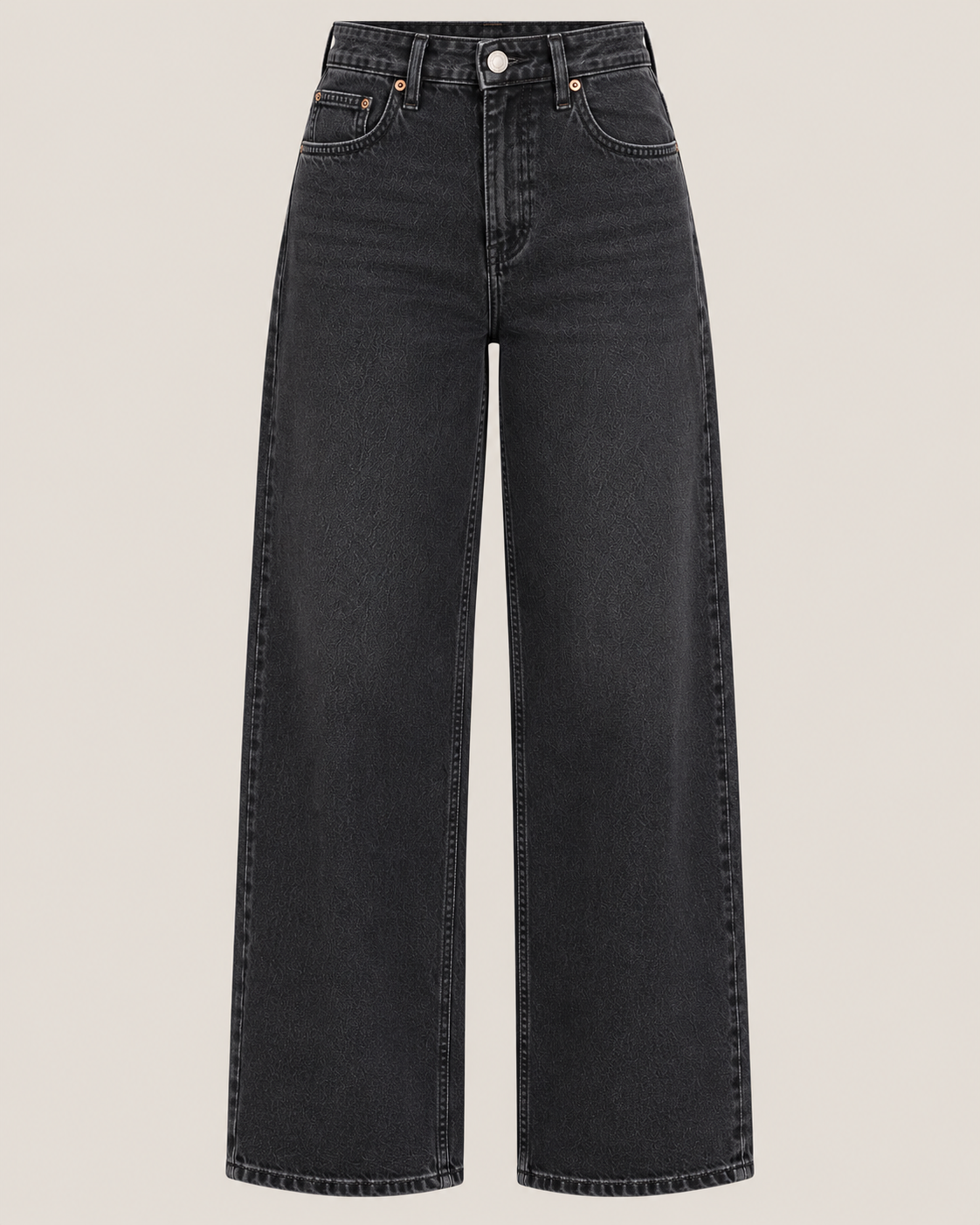 Washed Black  High Waisted Wide Leg Jeans