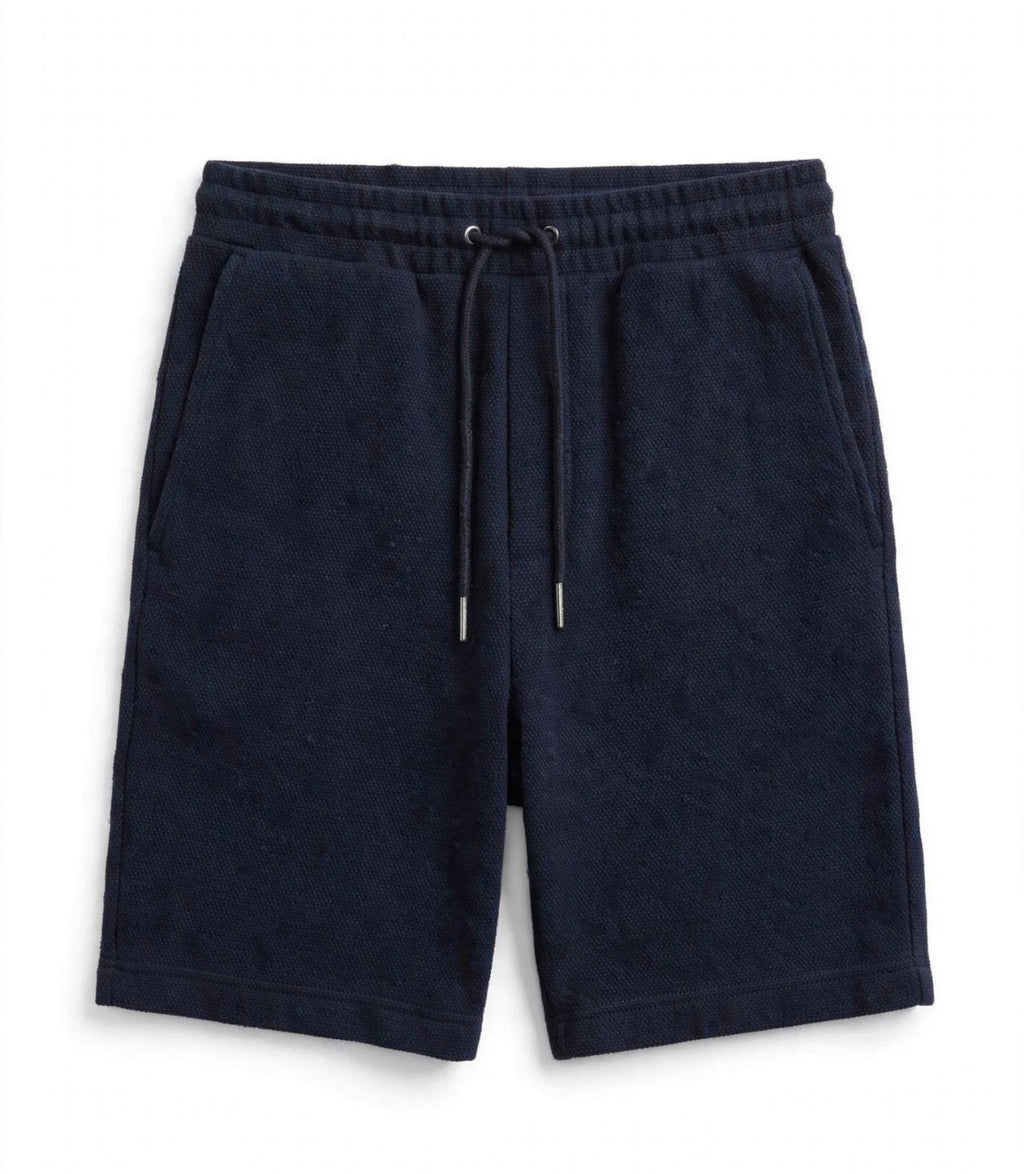 Monaco Textured Drawstring Shorts in Navy