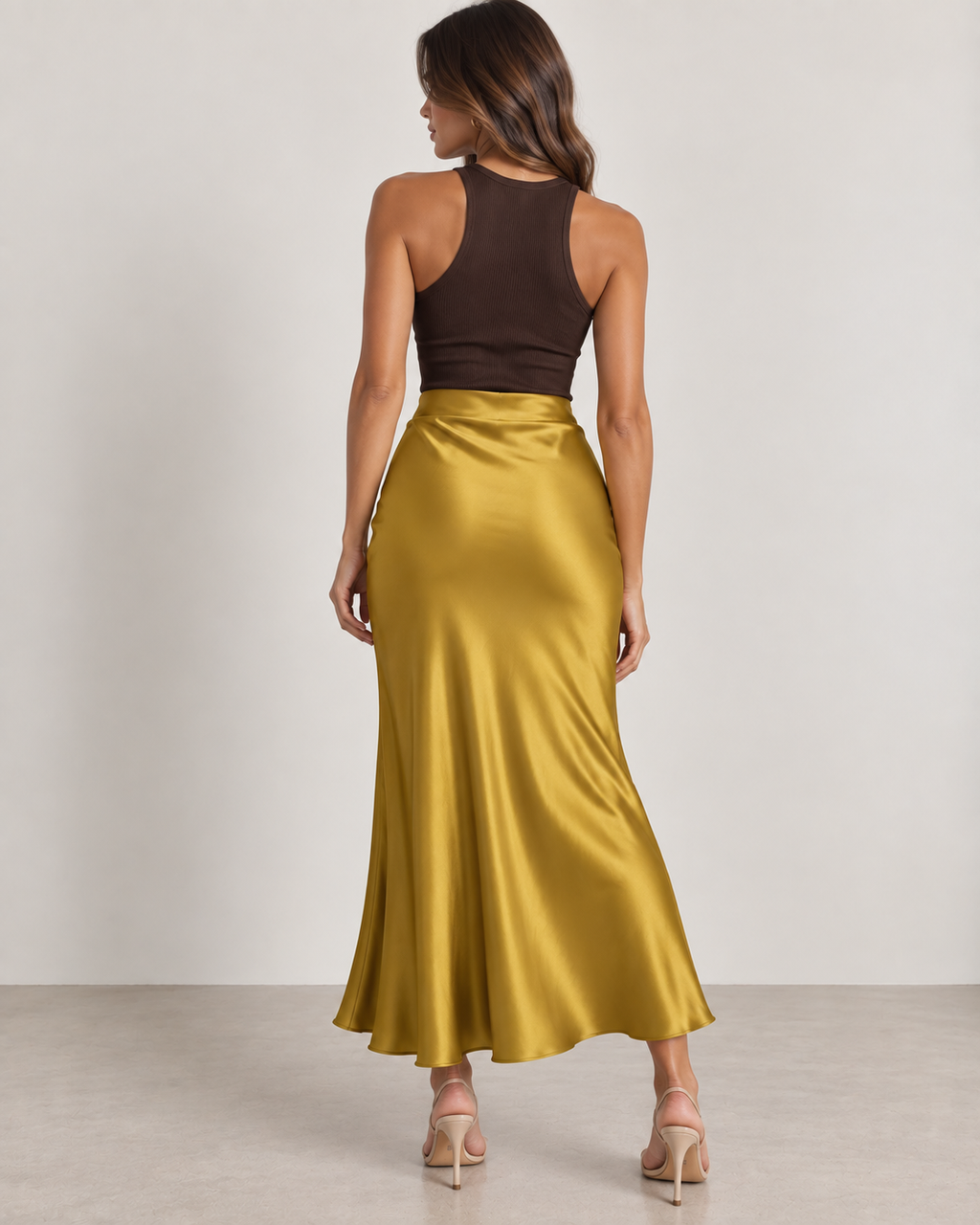 Mustard - Satin Slip Maxi Skirt